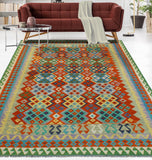 Sangat Rylee Red/Blue Rug, 6'10" x 9'10"