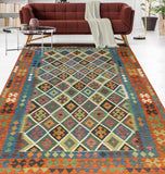 Sangat Moushgan Rust/Grey Rug, 6'6" x 9'10"