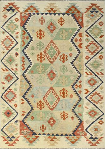 Sangat Ormazd Beige/Navy Rug, 6'5" x 10'0"