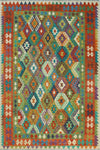 Sangat Nuro Green/Red Rug, 6'8" x 10'0"