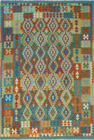 Sangat Monty Green/Rust Rug, 6'8" x 9'11"