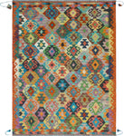 Sangat Malakai Rust/Turquoise Rug, 4'10" x 6'7"