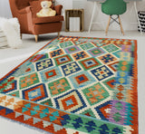 Sangat Tohirbek Red/Blue Rug, 3'11" x 5'7"