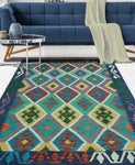 Sangat Mojeeb Blue/Green Rug, 3'10" x 5'10"