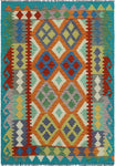 Sangat Lon Rust/Green Rug, 4'1" x 5'10"