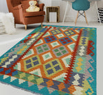 Sangat Lon Rust/Green Rug, 4'1" x 5'10"