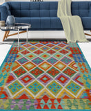 Sangat Lutfiye Turquoise/Ivory Rug, 4'4" x 5'10"