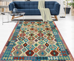 Sangat Lolita Red/Blue Rug, 5'10" x 8'1"