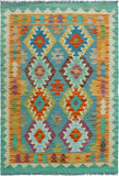 Sangat Radbert Blue/Orange Rug, 3'2" x 4'9"