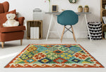 Sangat Maqpal Blue/Rust Rug, 3'2" x 4'10"