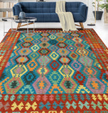 Sangat Vallen Turquoise/Red Rug, 8'5" x 9'8"