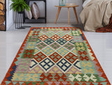 Sangat Manshuk Orange/Navy Rug, 3'3" x 4'11"