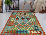 Sangat Reuel Rust/Green Rug, 3'4" x 4'11"