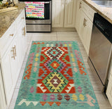 Sangat Yoseph Red/Lt. Green Rug, 2'7" x 4'2"