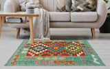 Sangat Yoseph Red/Lt. Green Rug, 2'7" x 4'2"