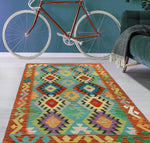 Sangat Noemi Blue/Red Rug, 3'4" x 5'1"