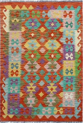 Sangat Melda Red/Turquoise Rug, 3'2" x 4'10"