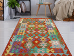 Sangat Melda Red/Turquoise Rug, 3'2" x 4'10"