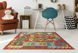 Sangat Melda Red/Turquoise Rug, 3'2" x 4'10"