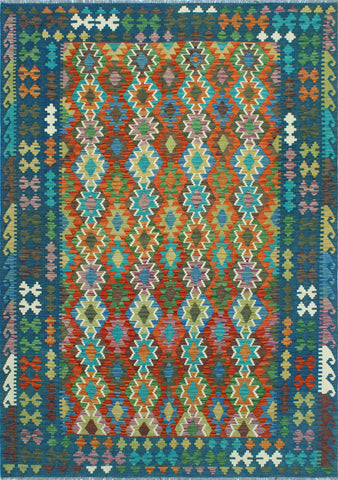 Sangat Said Red/Blue Rug, 6'8" x 9'10"