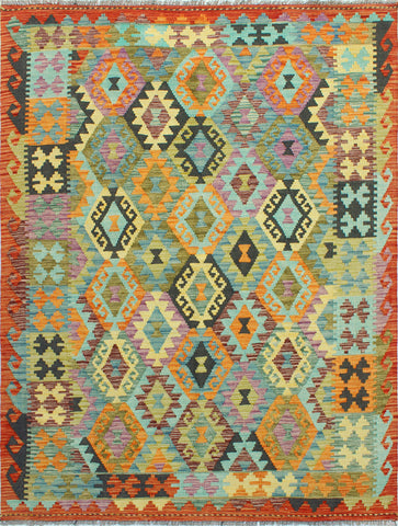 Sangat Radeyah Blue/Rust Rug, 5'1" x 6'6"