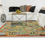 Sangat Radeyah Blue/Rust Rug, 5'1" x 6'6"