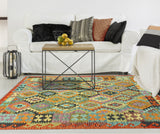 Sangat Radeyah Blue/Rust Rug, 5'1" x 6'6"