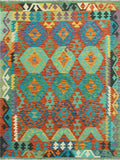 Sangat Pouran Red/Turquoise Rug, 5'0" x 6'7"