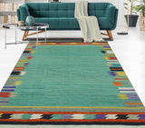 Winchester Raja Green/Black Rug, 5'9" x 7'11"