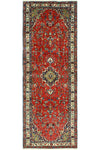 Fine VTG Muqadas Red/Beige Runner, 3'9" x 10'8"