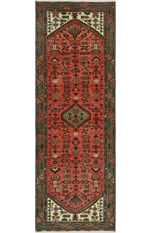 Fine VTG Lilah Red/Brown Runner, 3'3" x 9'2"