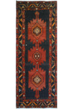 Fine VTG Zaid Charcoal/Red Runner, 3'8" x 9'7"