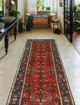 Fine VTG Ramazan Red/Navy Runner, 3'3" x 9'6"