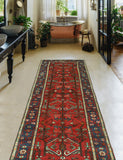 Fine VTG Ramazan Red/Navy Runner, 3'3" x 9'6"