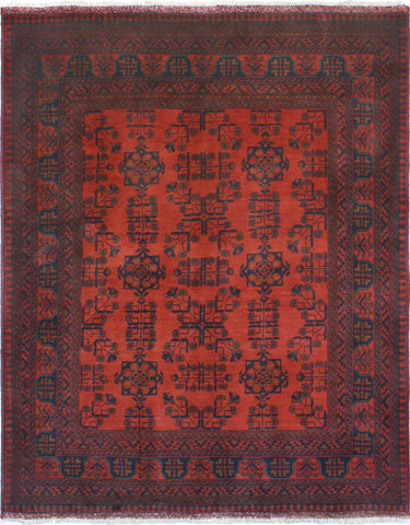 Khal Mohammadi Liaqat Red/Navy Rug, 4'11" x 6'5"