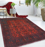 Khal Mohammadi Liaqat Red/Navy Rug, 4'11" x 6'5"