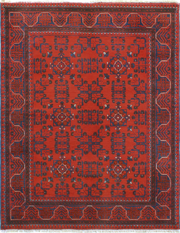 Khal Mohammadi Niya Red/Navy Rug, 4'11" x 6'6"