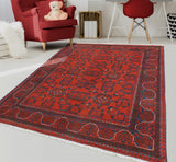 Khal Mohammadi Niya Red/Navy Rug, 4'11" x 6'6"