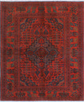 Khal Mohammadi Nurten Red/Navy Rug, 4'11" x 6'5"