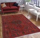 Khal Mohammadi Nurten Red/Navy Rug, 4'11" x 6'5"