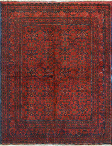 Khal Mohammadi Nargess Red/Navy Rug, 5'6" x 7'9"