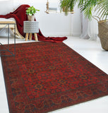 Khal Mohammadi Tyrone Red/Charcoal Rug, 5'10" x 7'10"