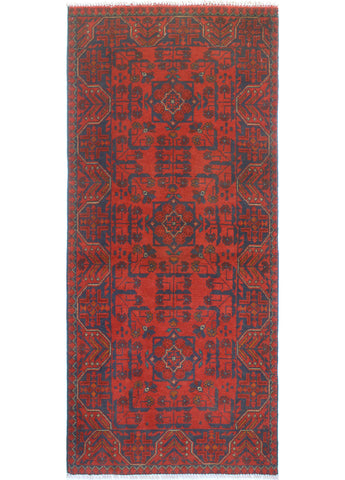 Khal Mohammadi Qudoos Red/Navy Runner, 2'6" x 6'2"