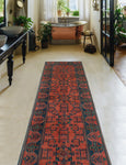 Khal Mohammadi Laho Rust/Navy Runner, 2'7" x 9'6"