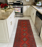 Khal Mohammadi Velma Red/Navy Runner, 2'9" x 9'7"