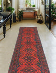 Khal Mohammadi Myra Red/Navy Runner, 2'7" x 9'7"