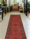 Khal Mohammadi Salih Red/Navy Runner, 2'7" x 9'8"