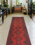 Khal Mohammadi Noor Red/Navy Runner, 2'7" x 9'7"