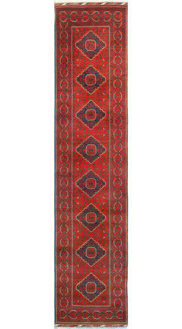 Khamyab Merritt Red/Navy Runner, 2'9" x 12'5"