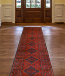 Khamyab Tatiana Red/Navy Runner, 3'0" x 12'8"